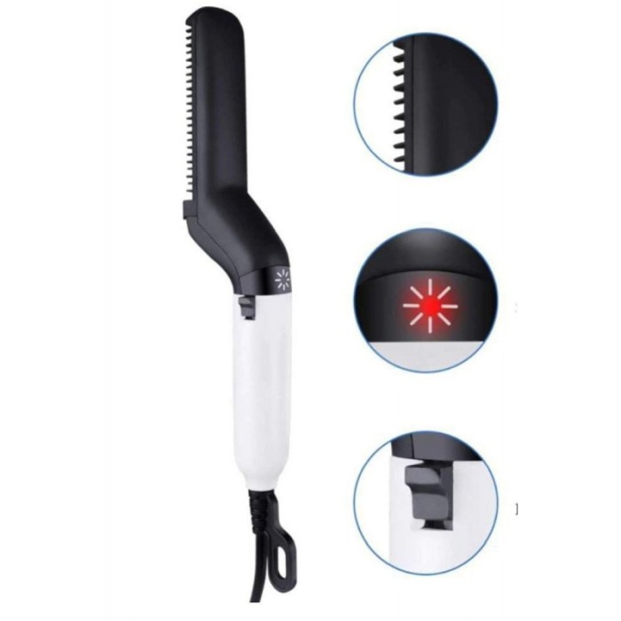 Perie electrica pentru barbati, indreapta parul si barba,incalzire rapida, usor de utilizat,maner simplu si ergonomic, alb/negru [3]