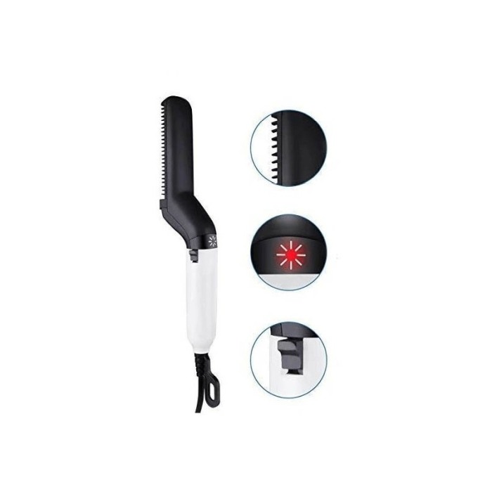 Perie electrica pentru barbati, indreapta parul si barba,incalzire rapida, usor de utilizat,maner simplu si ergonomic, alb/negru [6]