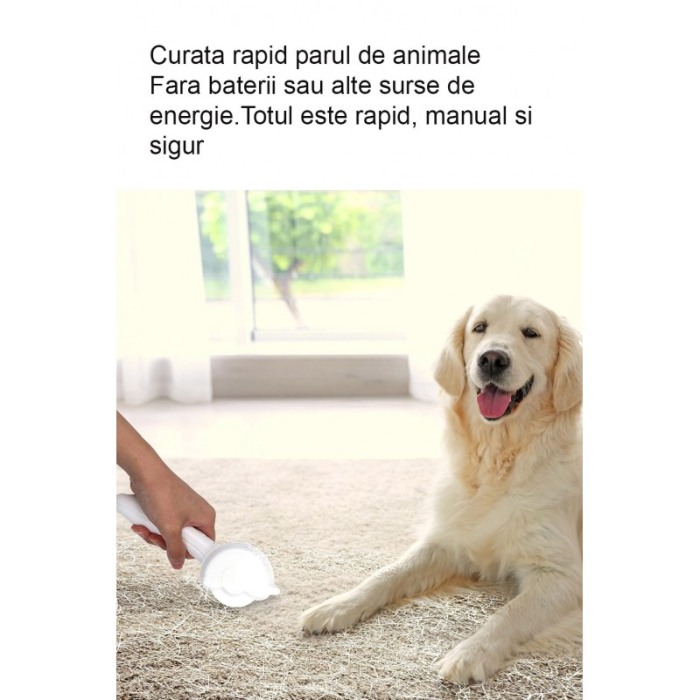 Perie HandBrush Doty.ro®, pentru curatarea parului de animale de pe suprafete, reutilizabila, 19.5x19 cm, alb [4]