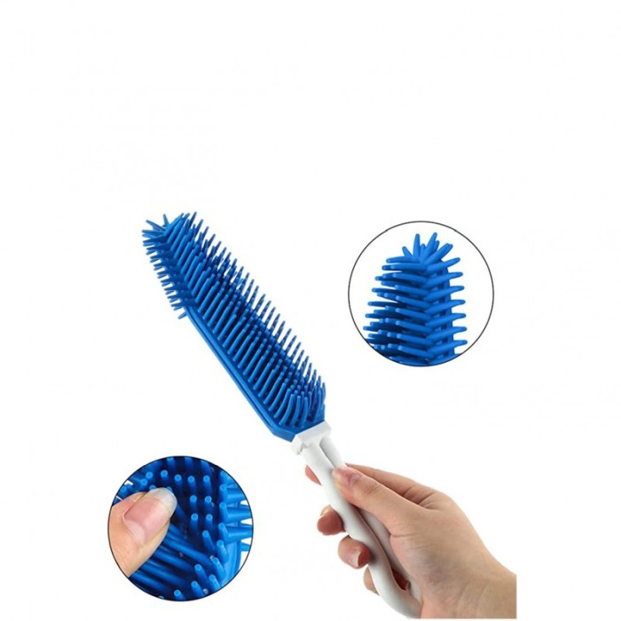 Perie multifunctional Multi Hair Remover, din silicon, pentru animale si suprafete, 26 cm, albastru, [4]
