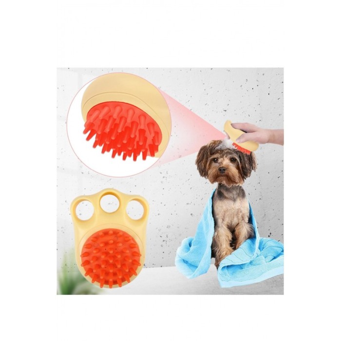 Perie pentru animale 2in1 PetSpa Doty®, pentru baie/periaj uscat, din silicon, recipient pentru sampon, galben [7]