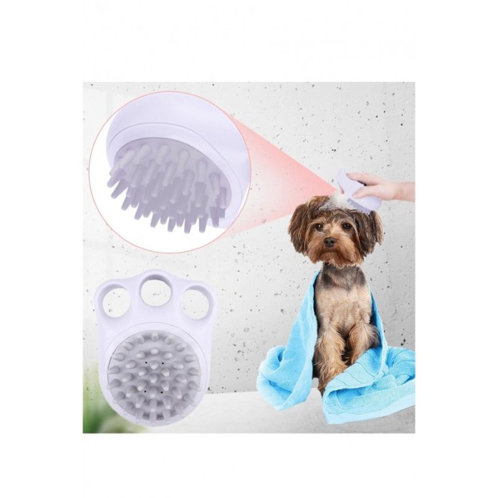 Perie pentru animale 2in1 PetSpa Doty®, pentru baie/periaj uscat, din silicon, recipient pentru sampon, gri [2]