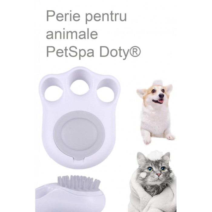 Perie pentru animale 2in1 PetSpa Doty®, pentru baie/periaj uscat, din silicon, recipient pentru sampon, gri [3]