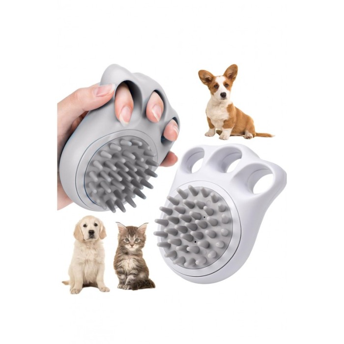 Perie pentru animale 2in1 PetSpa Doty®, pentru baie/periaj uscat, din silicon, recipient pentru sampon, gri [5]
