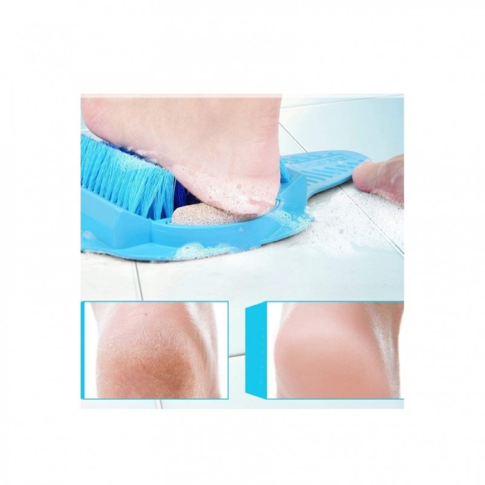 Perie pentru spalat si masat picioare New Feet , piatra ponce, usor si eficient,marime universala,antiderapanta, albastru [3]