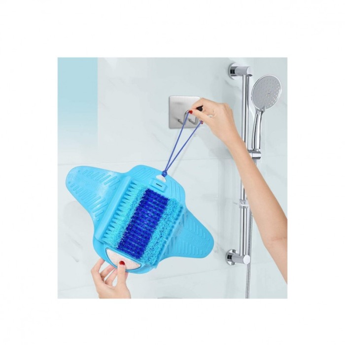 Perie pentru spalat si masat picioare New Feet , piatra ponce, usor si eficient,marime universala,antiderapanta, albastru [4]