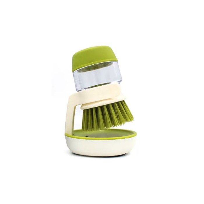 Perie pentru spalat vase BosterBrush, cu rezervor pentru detergent si suport, universala, verde [2]