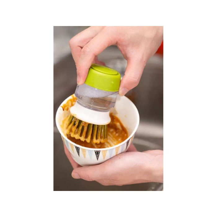 Perie pentru spalat vase BosterBrush, cu rezervor pentru detergent si suport, universala, verde [4]