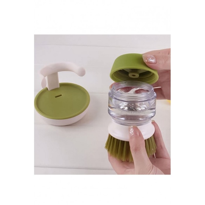 Perie pentru spalat vase BosterBrush, cu rezervor pentru detergent si suport, universala, verde [5]