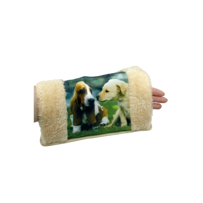 Perna cu incalzire electrica AquaTherapy, cu apa, pentru tratarea durerilor locale, model catelusi, crem, 18x25 cm [4]