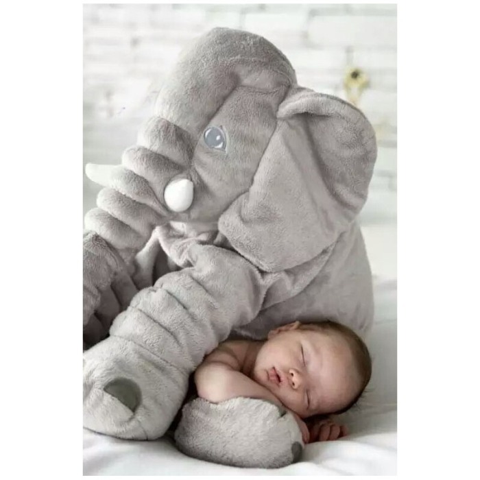 Perna de plus 2 in 1 pentru bebelusi Baby Elephant, materiale moale, 60x20x40 cm, forma elefant, gri [7]