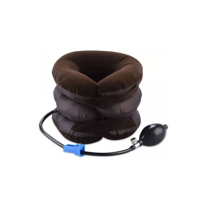 Perna gonflabila cervicala FadePain, tip guler cervical, pentru elongare si eliminarea durerilor cervicale, reglabila, maro [3]