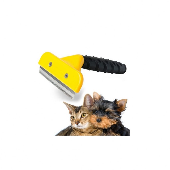 Pieptene ShortFuzz pentru animalele de companie, maner antiderapant,usor de utilizat, eficient, 10,16 cm, galben [2]