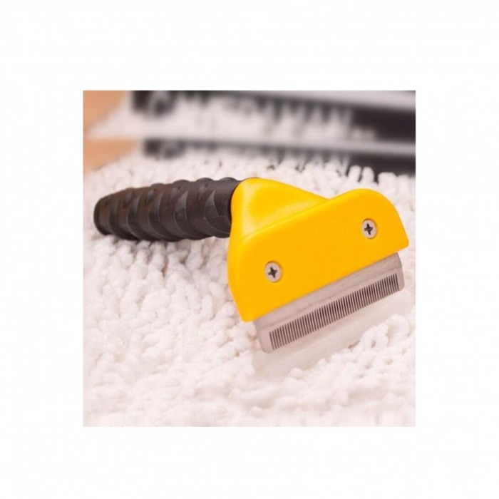 Pieptene ShortFuzz pentru animalele de companie, maner antiderapant,usor de utilizat, eficient, 10,16 cm, galben [7]