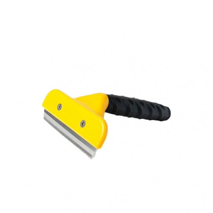 Pieptene ShortFuzz pentru animalele de companie, maner antiderapant,usor de utilizat, eficient, 10,16 cm, galben [4]