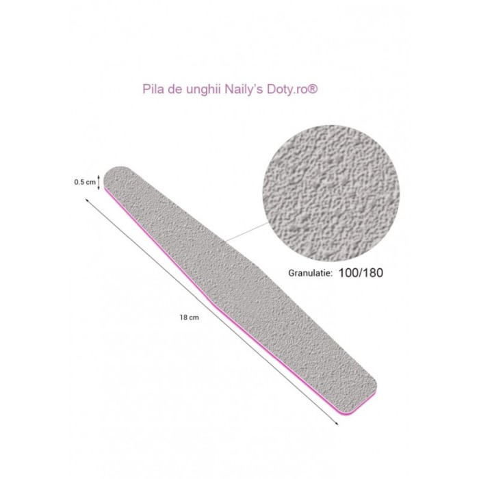 Pila de unghii Naily's Doty.ro®, cu 2 fete, forma romb, 18 cm, granulatie 100/180, gri [4]