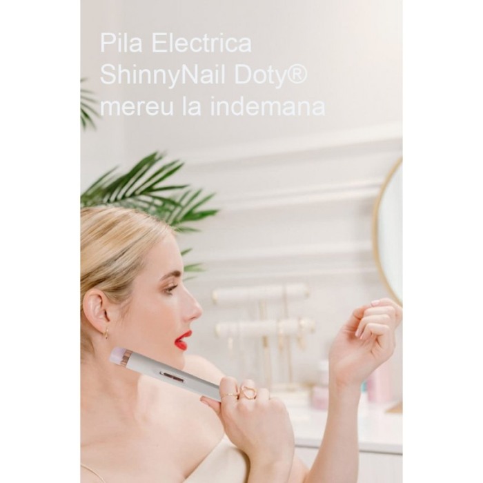 Pila electrica ShinnyNail Doty®, cu 5 rezerve, imbunatateste luciu natural al unghiei, USB inclus, alb [4]