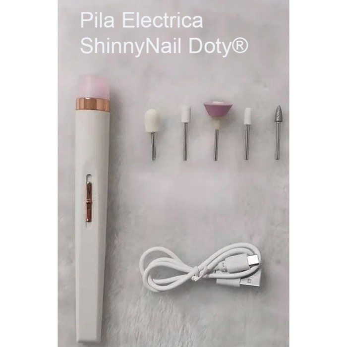 Pila electrica ShinnyNail Doty®, cu 5 rezerve, imbunatateste luciu natural al unghiei, USB inclus, alb [5]