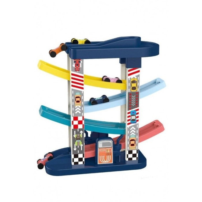 Pista cu 6 masinute Let's Race, tip circuit, 40x30 cm, 6 etaje colorate, joc interactiv si distractiv, multicolor, Doty®️ [1]
