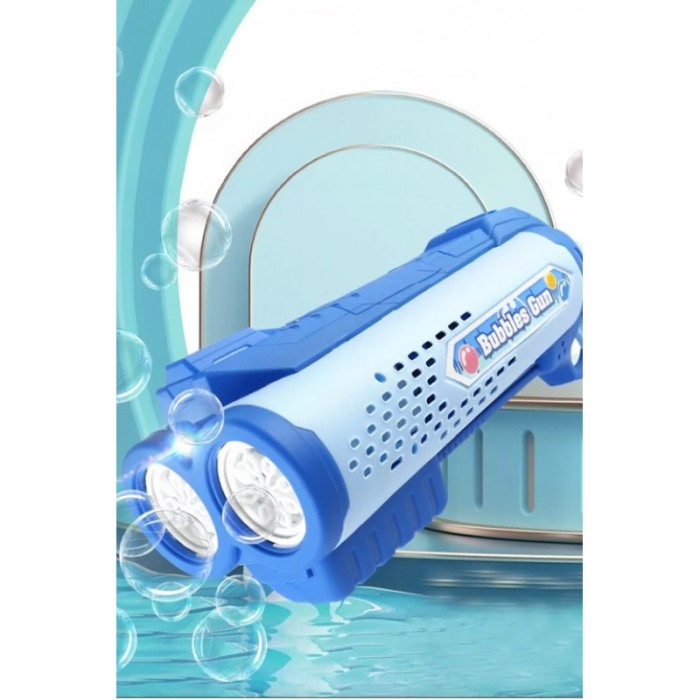Pistol de jucarie de facut baloane de sapun BubbleBullet Doty®, electric, 2 sticulete cu solutie incluse, interactiv, albastru [2]