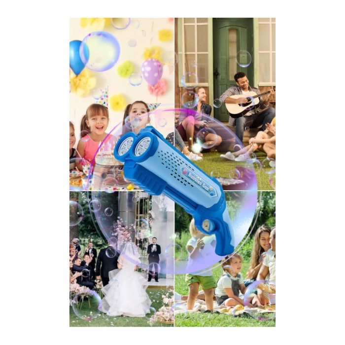 Pistol de jucarie de facut baloane de sapun BubbleBullet Doty®, electric, 2 sticulete cu solutie incluse, interactiv, albastru [7]