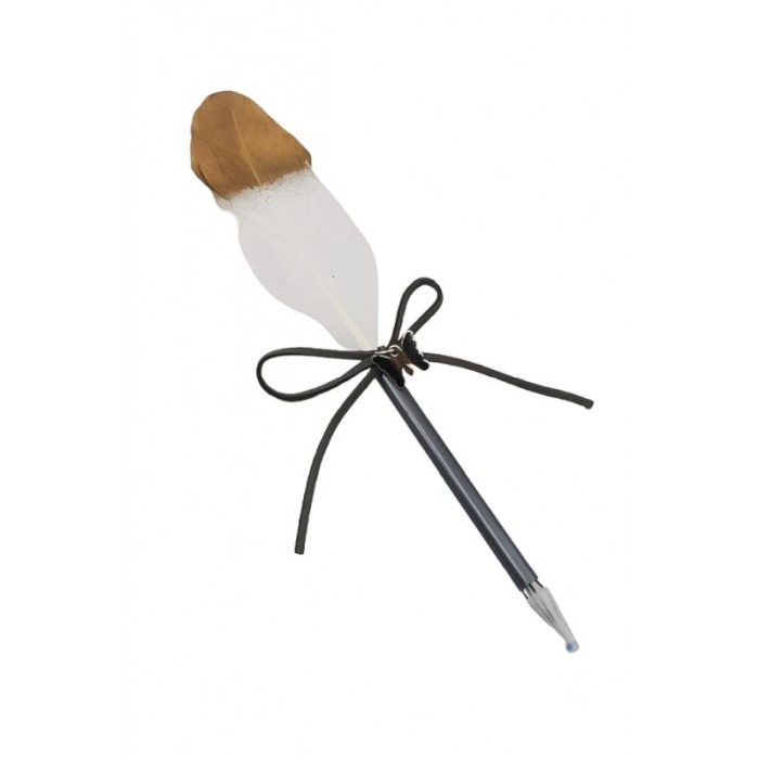 Pix Feather Writer, cu pana si accesoriu, elegant, alb cu accente aurii, Doty®️ [3]