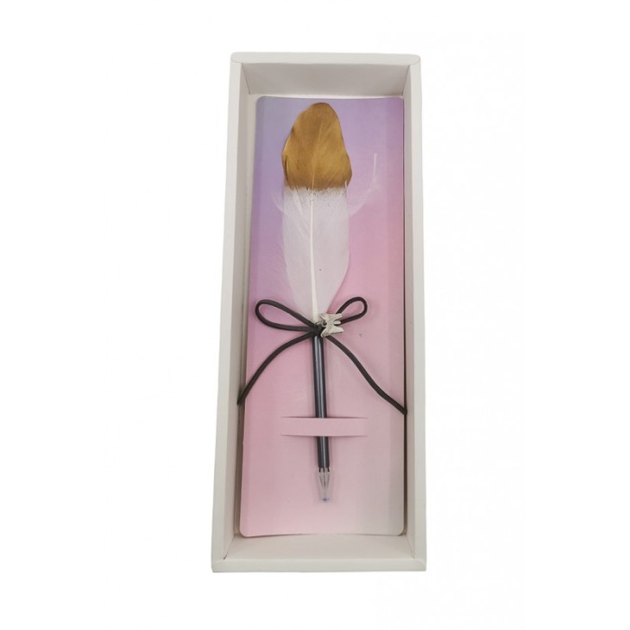 Pix Feather Writer, cu pana si accesoriu, elegant, alb cu accente aurii, Doty®️ [2]