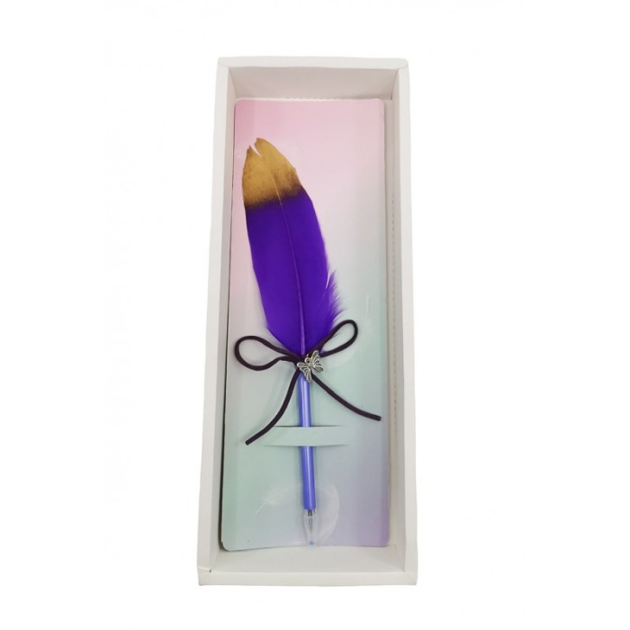 Pix Feather Writer, cu pana si accesoriu, elegant, mov cu accente aurii, Doty®️ [2]