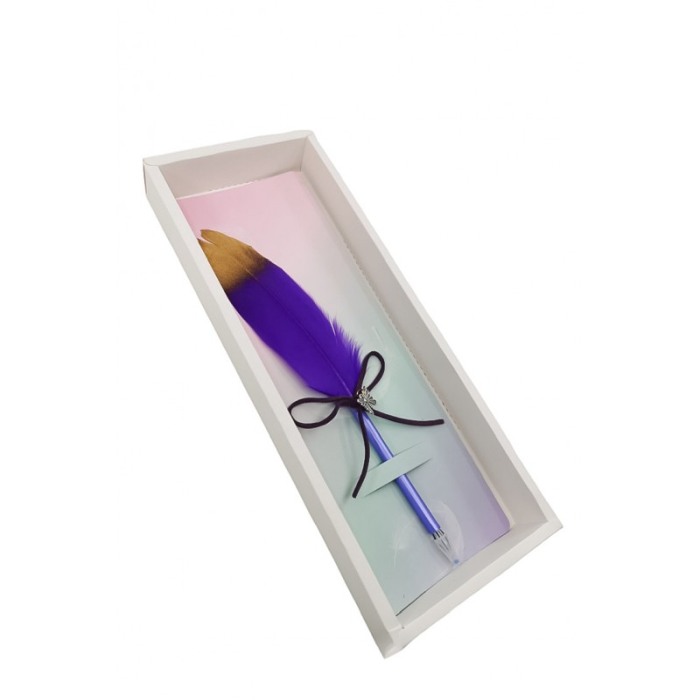 Pix Feather Writer, cu pana si accesoriu, elegant, mov cu accente aurii, Doty®️ [3]