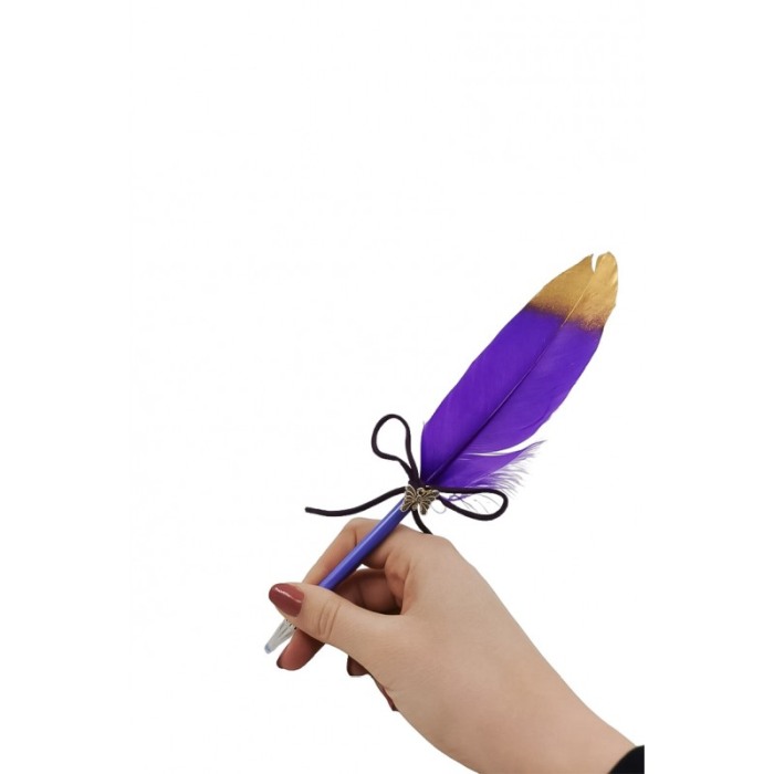 Pix Feather Writer, cu pana si accesoriu, elegant, mov cu accente aurii, Doty®️ [4]