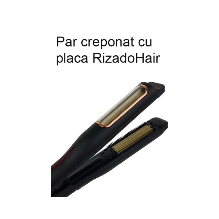 Placa pentru creponat parul RizadoHair Doty.ro®, cablu rotativ, invelis ceramica, temperatura 210 grade Celsius, negru [8]