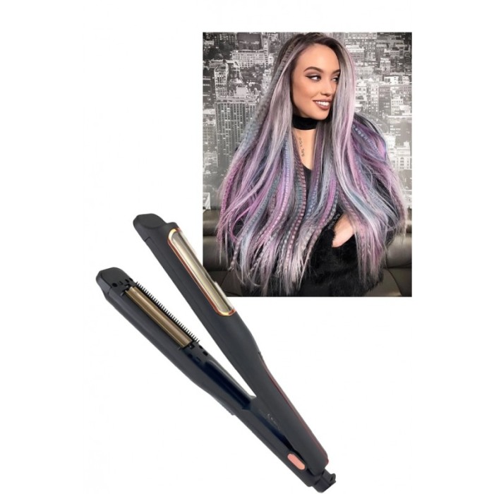 Placa pentru creponat parul RizadoHair Doty.ro®, cablu rotativ, invelis ceramica, temperatura 210 grade Celsius, negru [6]