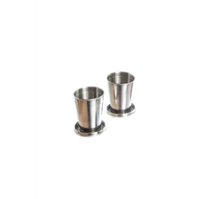 Plosca pentru tarie,  set cu 2 pahare pliabile din inox, set tacam, husa maro tip croco din piele ecologica, curea , capacitate [4]