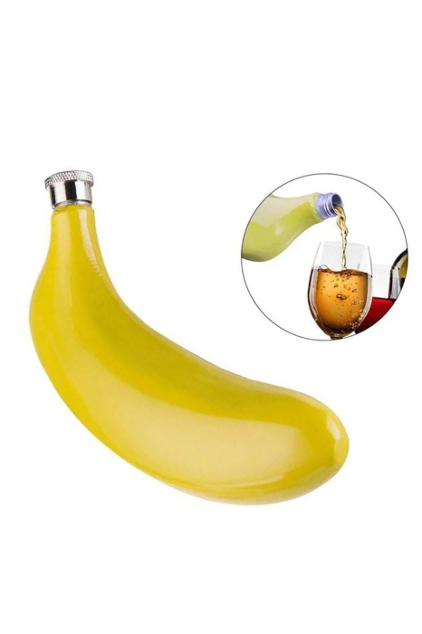 Plosca SlipSip®, portabila, design creativ, comic, forma banana, inox, 150ml, 17x6cm, galben [5]