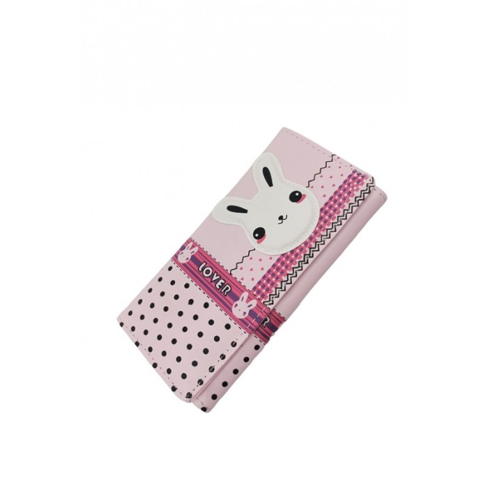 Portofel PinkBunny, multiple compartimente, piele ecologica, prindere cu capsa, 18x10 cm, roz [3]