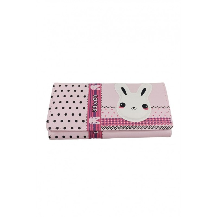 Portofel PinkBunny, multiple compartimente, piele ecologica, prindere cu capsa, 18x10 cm, roz [1]