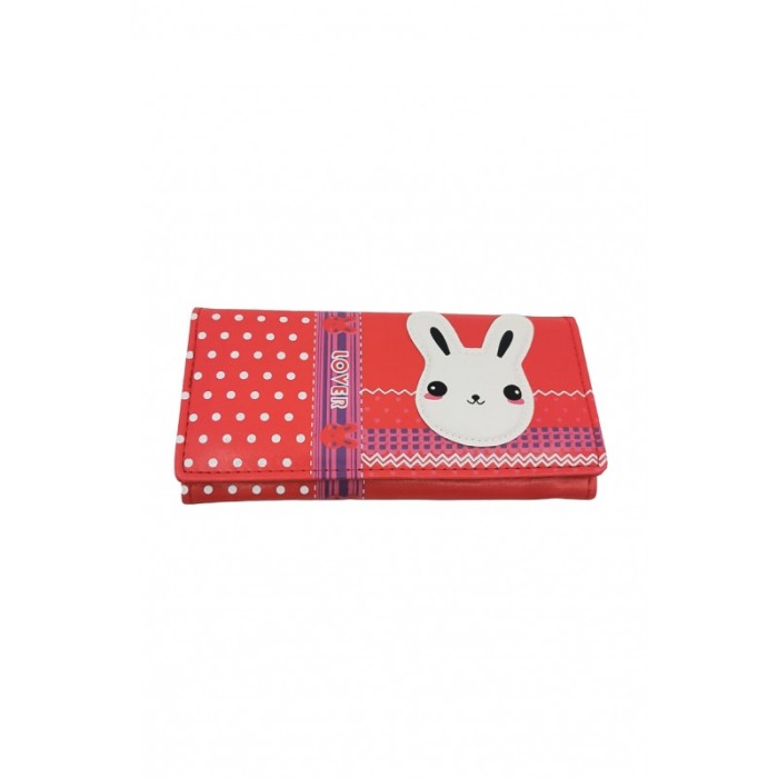Portofel RedBunny, multiple compartimente, piele ecologica, prindere cu capsa, 18x10 cm, rosu [1]
