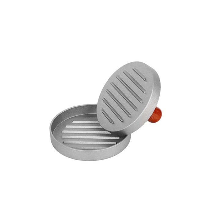 Presa manuala pentru hamburgeri Press It cu 50 de foi de hartie incluse, cu striatii, 12 cmx2 cm, metalic, gri, Doty®️ [4]
