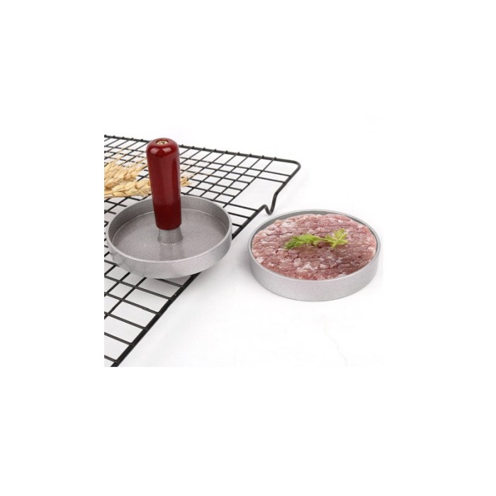 Presa manuala pentru hamburgeri Press It cu 50 de foi de hartie incluse, cu striatii, 12 cmx2 cm, metalic, gri, Doty®️ [7]