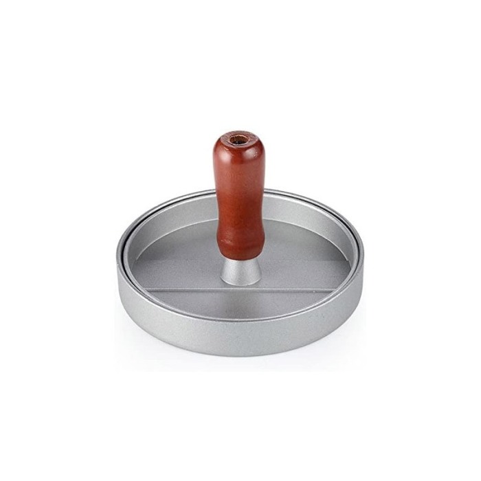 Presa manuala pentru hamburgeri Press It cu 50 de foi de hartie incluse, cu striatii, 12 cmx2 cm, metalic, gri, Doty®️ [2]