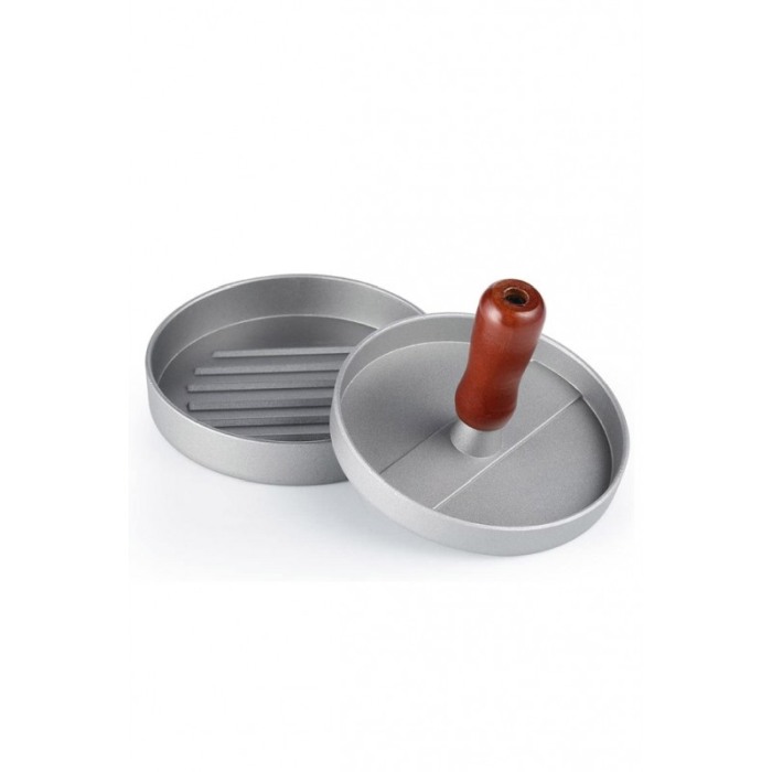 Presa manuala pentru hamburgeri Press It, cu striatii, 12 cmx2 cm, metalic, gri, Doty®️ [2]