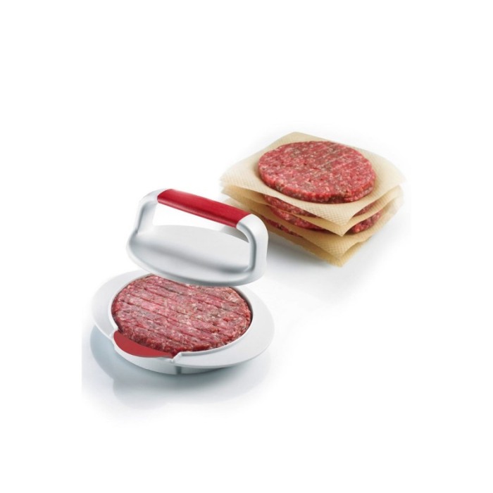 Presa manuala pentru hamburgeri PressOnHam, cu striatii, 16 x 14,8 x 5,7 cm, alb/rosu, Doty®️ [2]