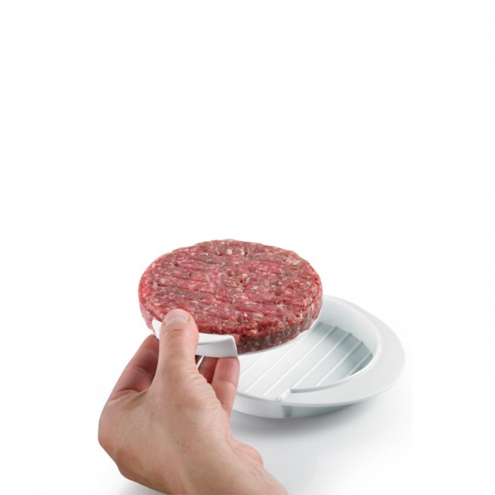 Presa manuala pentru hamburgeri PressOnHam, cu striatii, 16 x 14,8 x 5,7 cm, alb/rosu, Doty®️ [3]