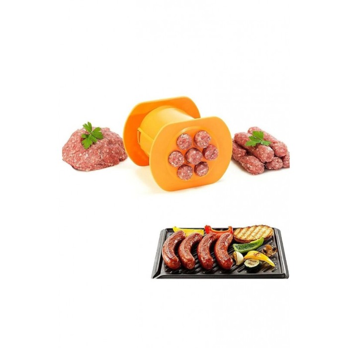 Presa manuala Sausage Press, pentru mici si carnati, 11x8 cm, portocaliu [4]