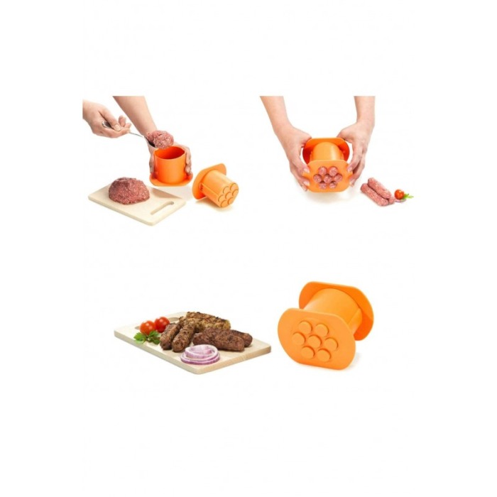 Presa manuala Sausage Press, pentru mici si carnati, 11x8 cm, portocaliu [3]