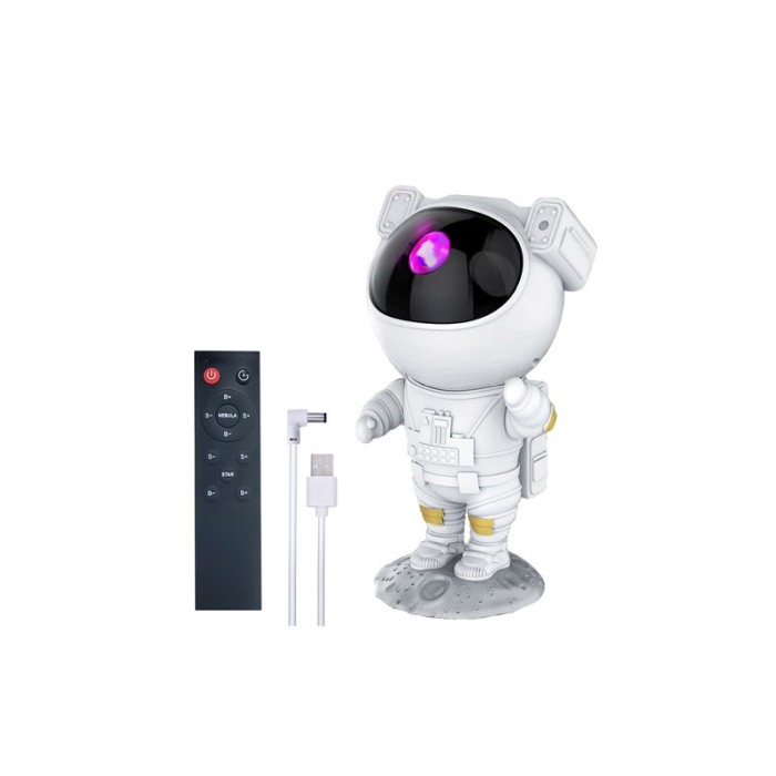 Proiector AstroGalaxy tip lampa de veghe, in forma de astronaut, 9 moduri, telecomanda si USB inclus, 22.5x10 cm, alb, Doty® [1]