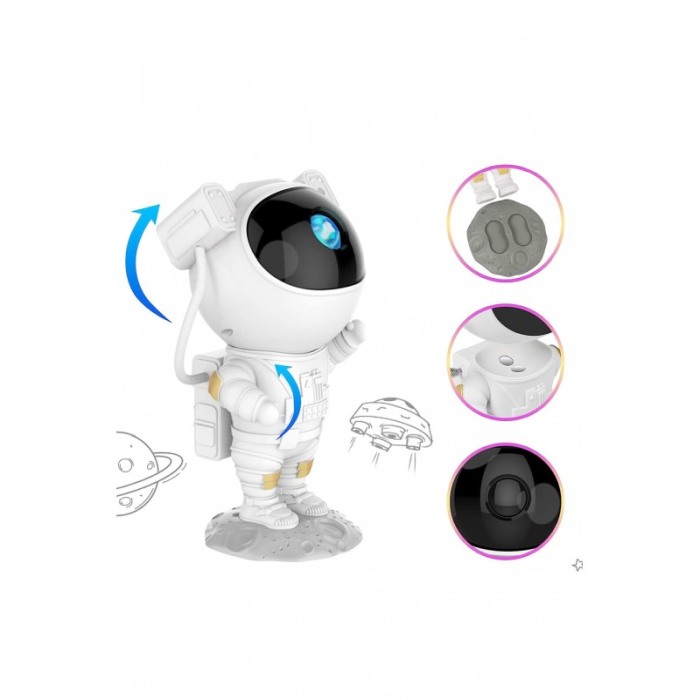 Proiector AstroGalaxy tip lampa de veghe, in forma de astronaut, 9 moduri, telecomanda si USB inclus, 22.5x10 cm, alb, Doty® [8]