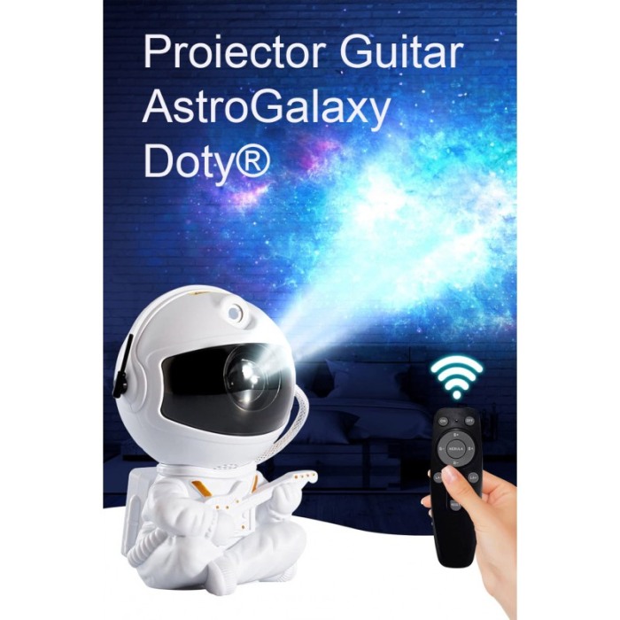 Proiector Guitar AstroGalaxy, lampa de veghe, 8 moduri de operare diferite, telecomanda si USB, 12.5x8.5 cm, alb, Doty® [5]