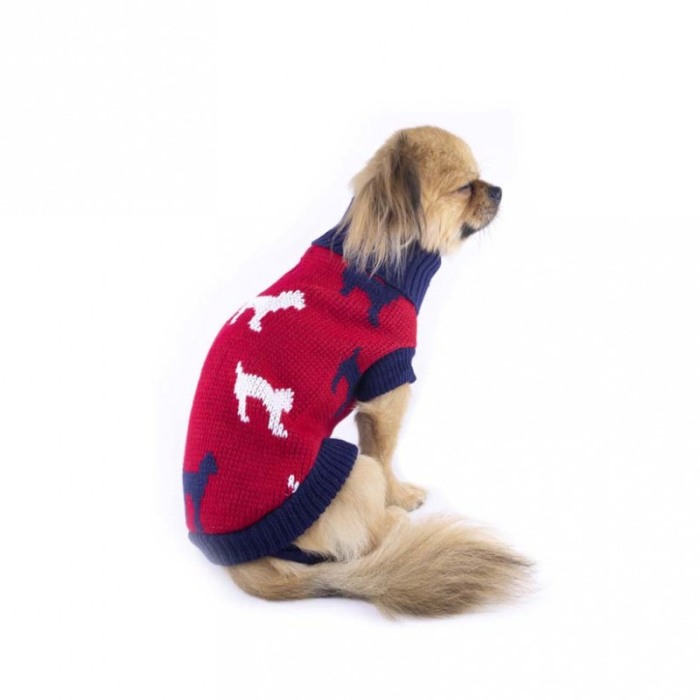 Pulover tricotat Doggy Red pentru caini de talie foarte mica, calduros si confortabil, multicolor, marime S ,30 cm [4]