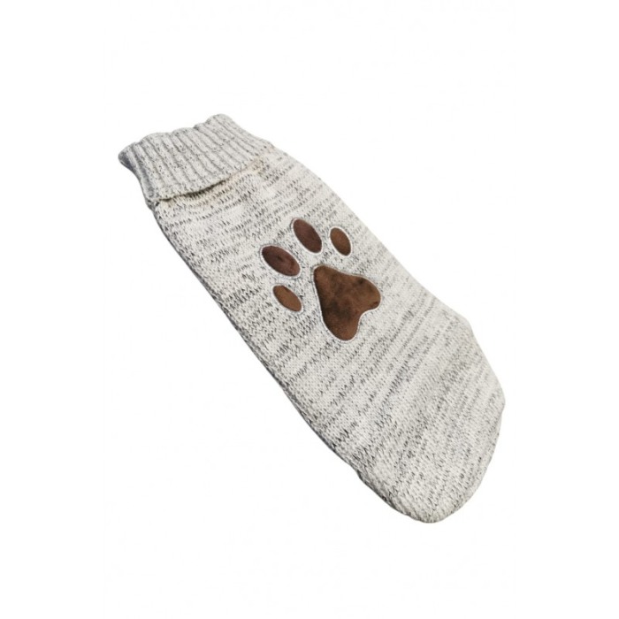 Pulover tricotat pentru caini si pisici TopPaw Doty®, model labuta, gri, 27 cm, marime XS [2]